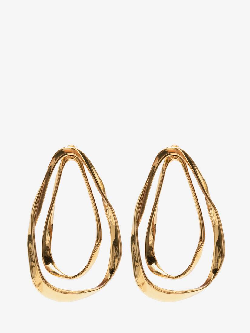 Pendientes Alexander McQueen Double Layer Mujer - Dorados - Mexico 563-VUDNSH